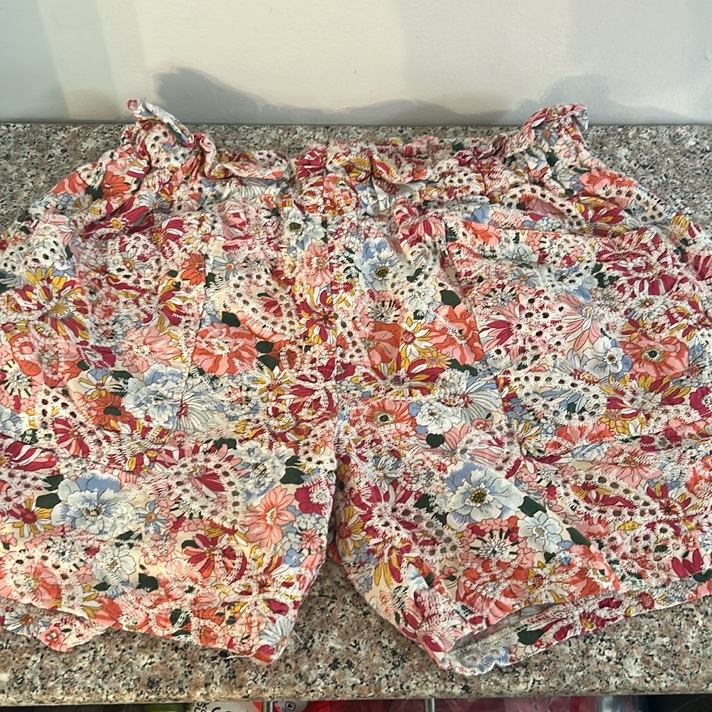 Solitaire High Waist Pink and Blue Floral Shorts